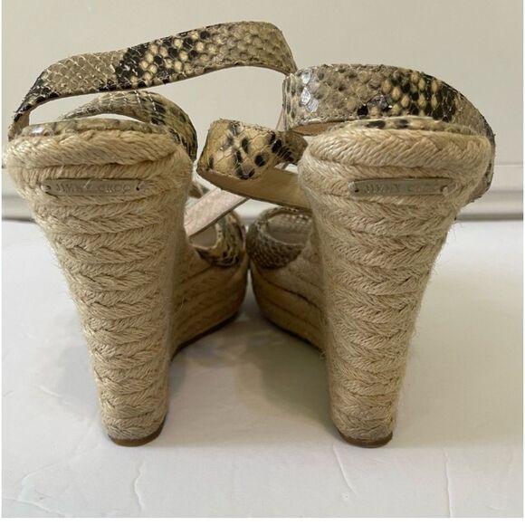 Jimmy Choo Phoenix Snake Print Leather Raffia Platform Wedge Shoe Size 41, US 11 - Picture 9 of 15